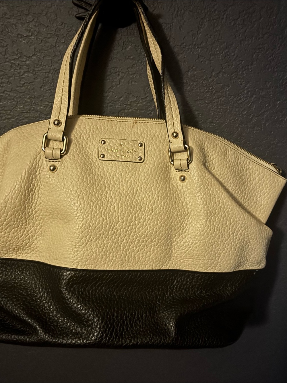 kate spade Two-Tone Cream and Black Leather Tote